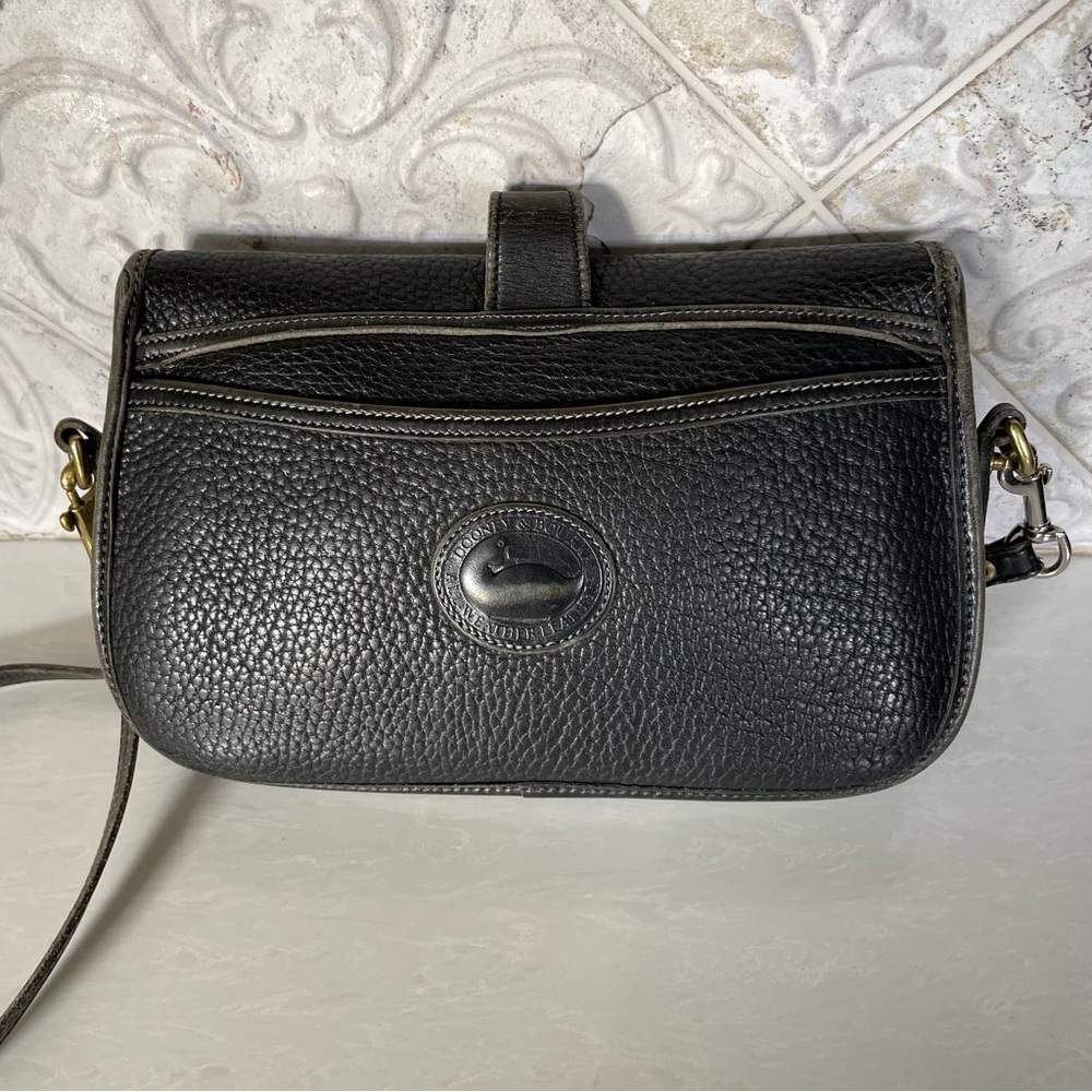 Dooney & Bourke- Vintage Black Leather Flap Crossbody Bag - Picture 2 of 11